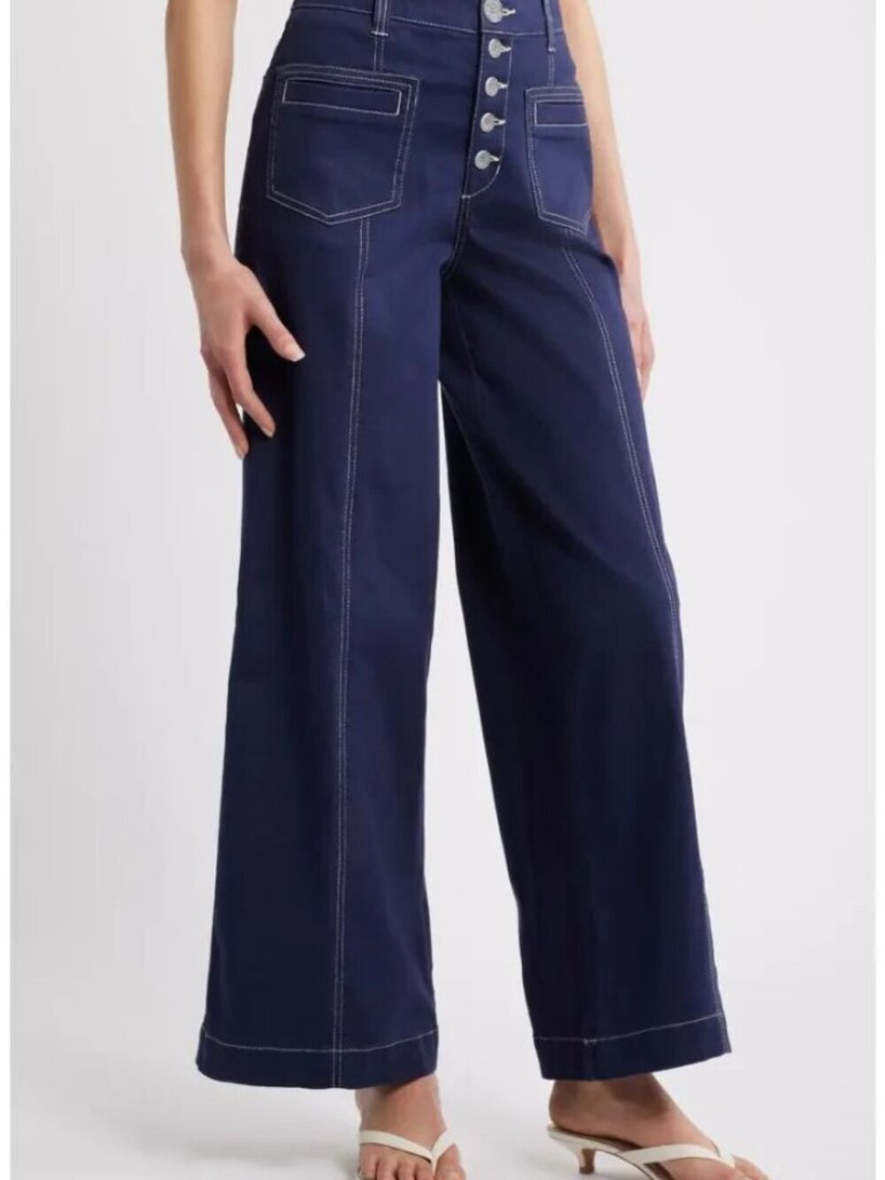 Ulla Johnson Skyrise High Waist Exposed Button Wide Leg Pants 8